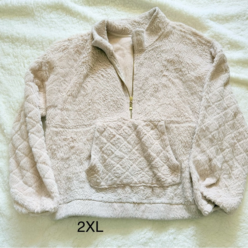 Cozy Beige Quarter-Zip Pullover